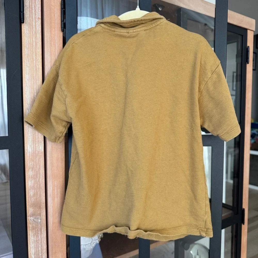 Zara Kids button Down shirt short sleeve collar toddler boys caramel